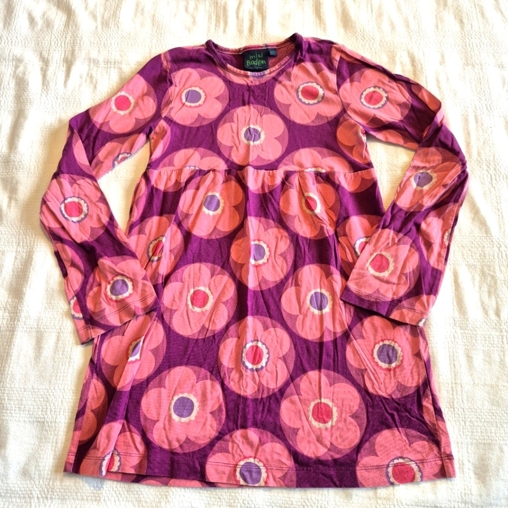 Mini Boden girls size 11-12 years pink & purple long sleeve tunic VGUC
